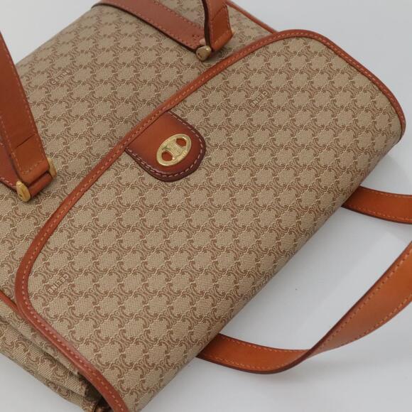 CELINE Macadam Canvas Hand Bag Beige Gold - Picture 6 of 13